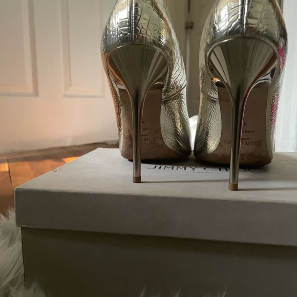 Jimmy Choo pointy pump embossed mirror leather light gold size euro size 42 - Picture 2 of 4